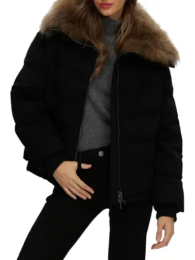 Gorski Women's Loro Piana Cashmere Down Jacket with Select Cashmere Goat Collar - Black - Size Medium | Thumbnail 5