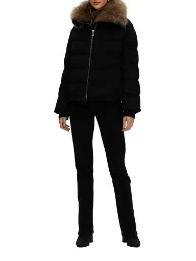 Gorski Women's Loro Piana Cashmere Down Jacket with Select Cashmere Goat Collar - Black - Size Medium | Thumbnail 6