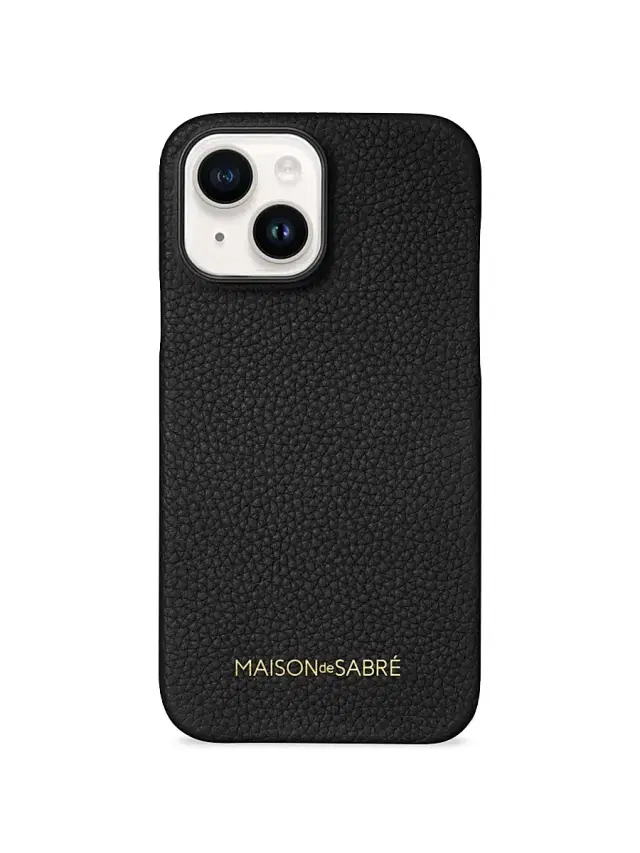 Maison de Sabre Women's Leather Phone Case (iPhone 15) - Black Caviar