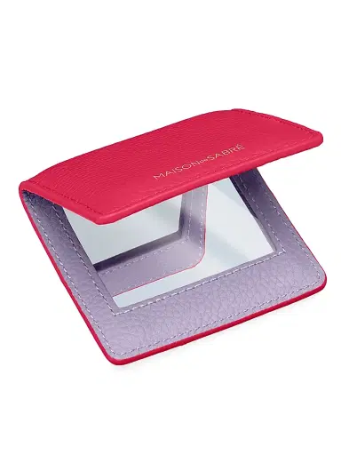 MAISON de SABRÉ Leather Compact Mirror - Fuchsia Lavender | Thumbnail 2