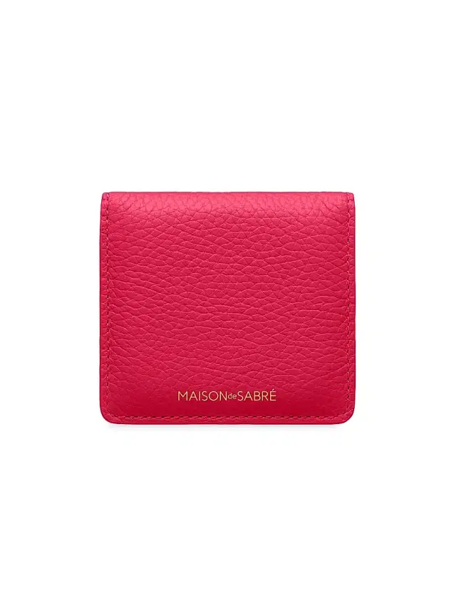 Maison de Sabre Leather Compact Mirror - Fuchsia Lavender