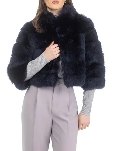 Gorski Women's Merinillo Shearling Lamb Bolero - Navy - Size XL | Thumbnail 4 Gorski Women's Merinillo Shearling Lamb Bolero - Navy - Size XL | Thumbnail 4