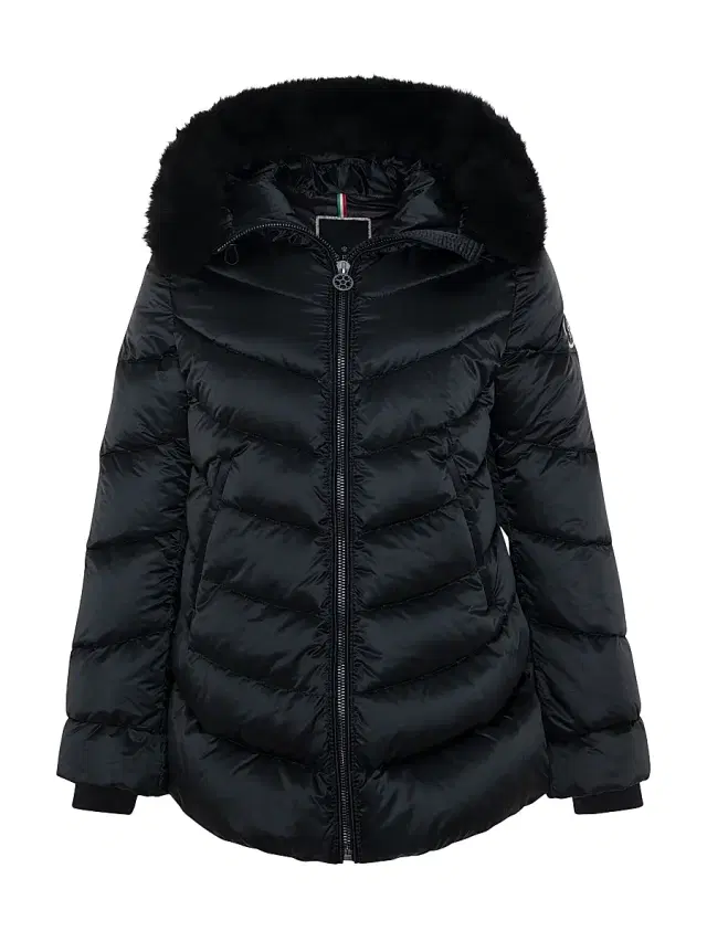 Gorski Women's Apres-Ski Jacket with Detachable Toscana Shearling Lamb Hood Trim - Black