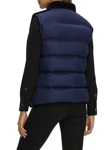 Gorski Women's Reversible Select Shearling Lamb Vest - Navy - Size Small | Thumbnail 4