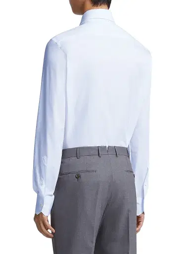 Zegna Men's Trofeo Comfort Cotton Shirt - White - Size 18.5 | Thumbnail 3