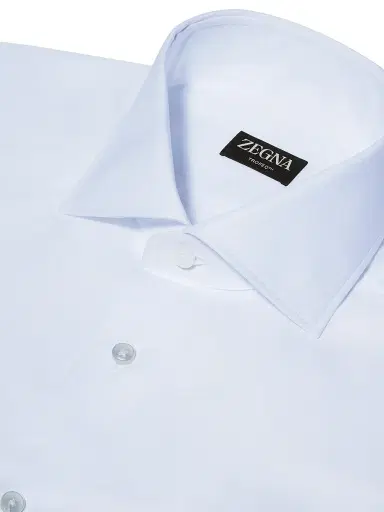 Zegna Men's Trofeo Comfort Cotton Shirt - White - Size 18.5 | Thumbnail 4