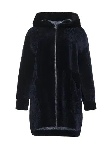 Gorski Women's Reversible Select Shearling Lamb Parka - Navy | Thumbnail 1