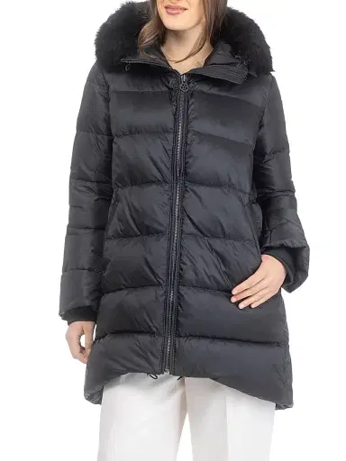 Gorski Women's Apres-Ski Jacket with Detachable Toscana Lamb Hood Trim - Black - Size Medium | Thumbnail 2