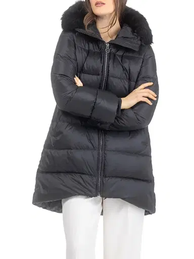 Gorski Women's Apres-Ski Jacket with Detachable Toscana Lamb Hood Trim - Black - Size Medium | Thumbnail 4