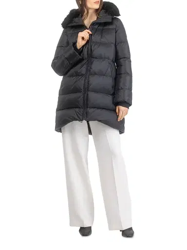 Gorski Women's Apres-Ski Jacket with Detachable Toscana Lamb Hood Trim - Black - Size Medium | Thumbnail 6