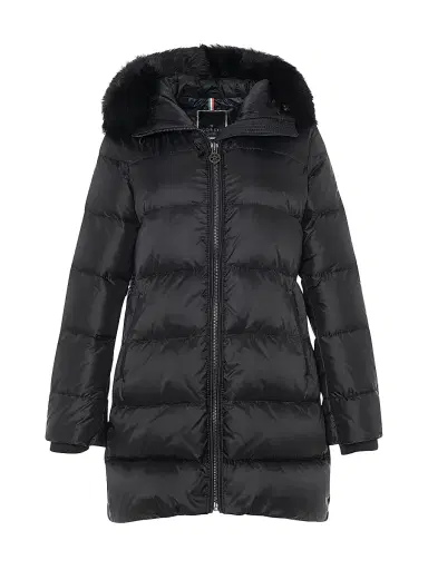 Gorski Women's Apres-Ski Jacket with Detachable Toscana Lamb Hood Trim - Black - Size Medium | Thumbnail 1
