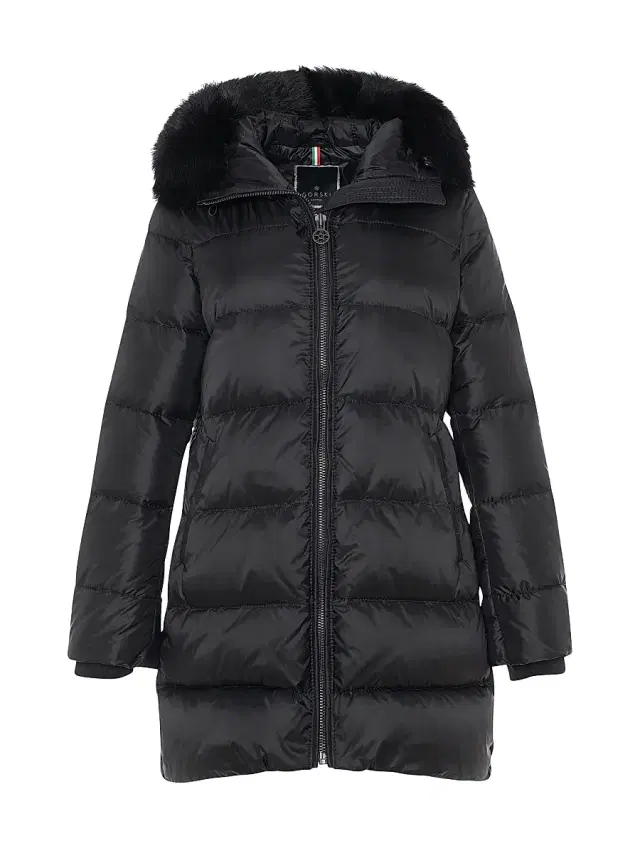 Gorski Women's Apres-Ski Jacket with Detachable Toscana Lamb Hood Trim - Black