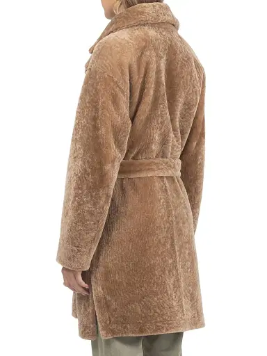 Gorski Women's Reversible Textured Shearling Lamb Stroller Belt - Latte - Size Small | Thumbnail 4