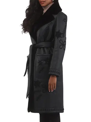 Gorski Women's Merino Shearling Lamb Short Coat - Black - Size Small | Thumbnail 2