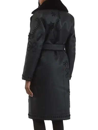 Gorski Women's Merino Shearling Lamb Short Coat - Black - Size Small | Thumbnail 3