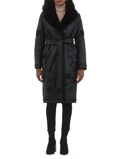 Gorski Women's Merino Shearling Lamb Short Coat - Black - Size Small | Thumbnail 5