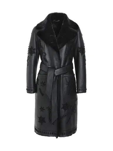 Gorski Women's Merino Shearling Lamb Short Coat - Black - Size Small | Thumbnail 1