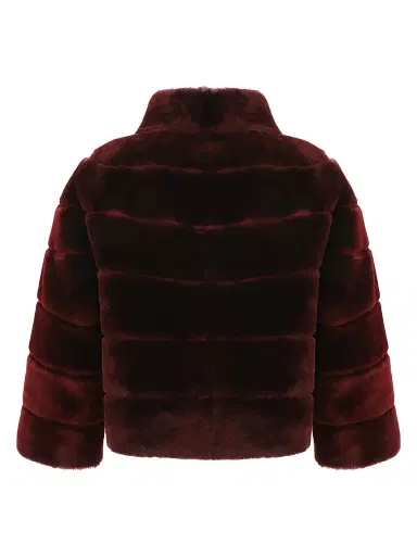 Gorski Women's Shearling Lamb Bolero Coat - Burgundy - Size Large | Thumbnail 2 Gorski Women's Shearling Lamb Bolero Coat - Burgundy - Size Large | Thumbnail 2
