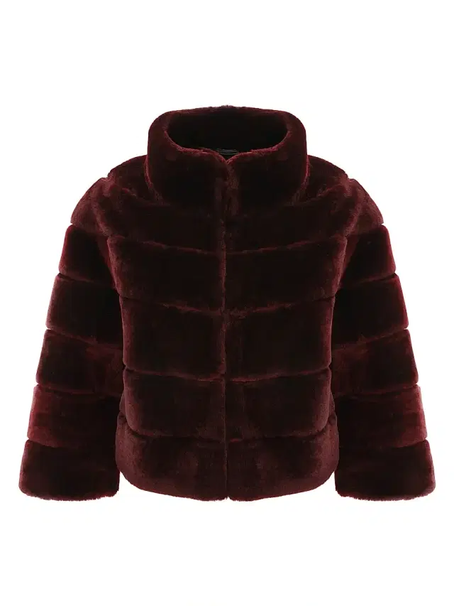 Gorski Women's Shearling Lamb Bolero Coat - Burgundy