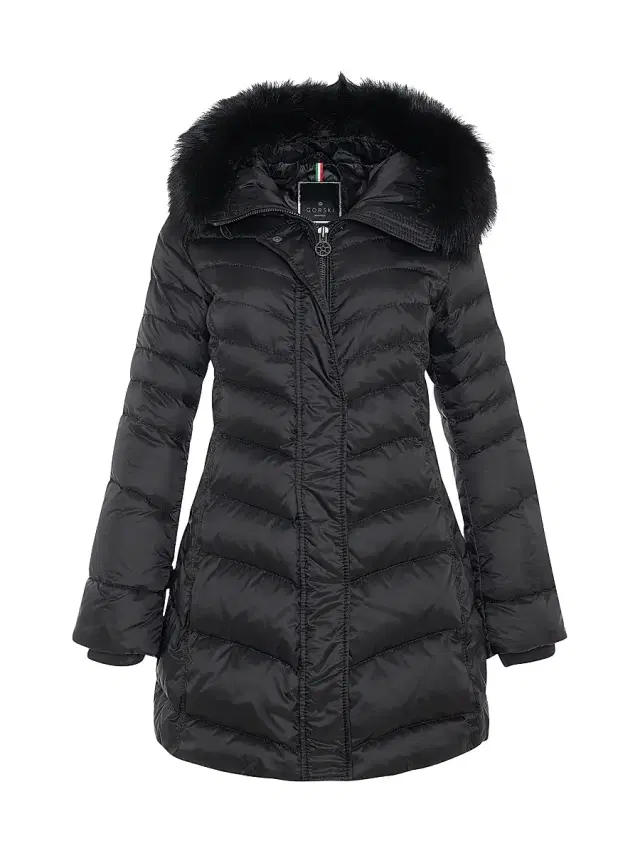 Gorski Women's Apres-ski Jacket with Detachable Toscana Lamb Hood Trim - Black