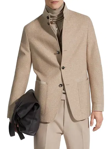 Zegna Men's Oasi Cashmere II Conte Chore Jacket - Light Taupe - Size 46 | Thumbnail 3