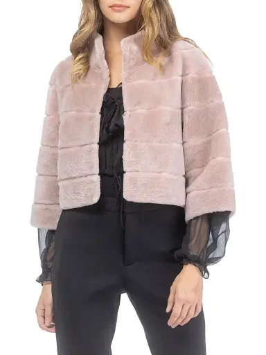 Gorski Women's Shearling Lamb Bolero Coat - Blush - Size XL | Thumbnail 2