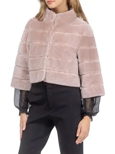 Gorski Women's Shearling Lamb Bolero Coat - Blush - Size XL | Thumbnail 3