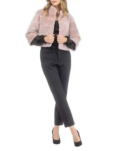 Gorski Women's Shearling Lamb Bolero Coat - Blush - Size XL | Thumbnail 5