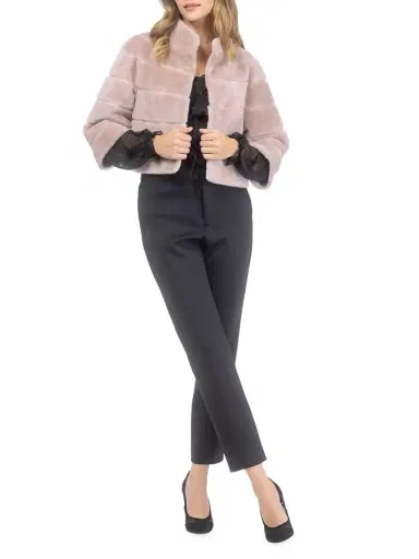 Gorski Women's Shearling Lamb Bolero Coat - Blush - Size XL | Thumbnail 6