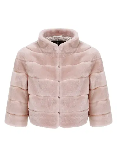 Gorski Women's Shearling Lamb Bolero Coat - Blush - Size XL | Thumbnail 1