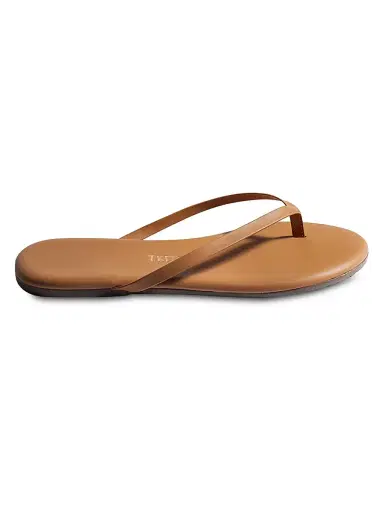 TKEES Women's Foundations Matte Leather Flip Flops - Tan - Size 10 | Thumbnail 1