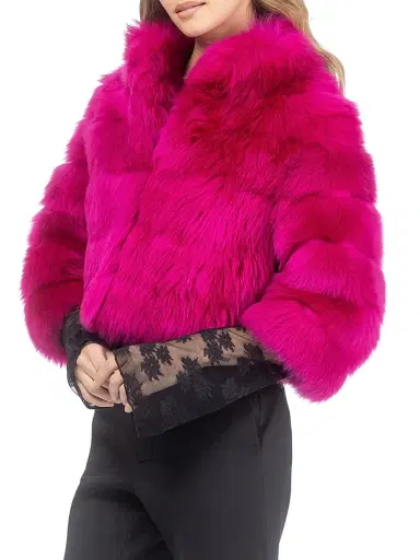 Gorski Women's Merinillo Shearling Lamb Bolero - Magenta - Size XL | Thumbnail 4