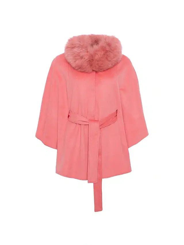 Gorski Women's Select Wool Belted Cape with Select Lamb Collar - Coral