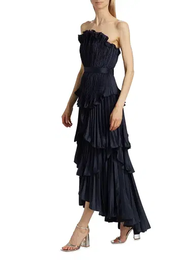AMUR Women's Janey Tiered Shell High-Low Gown - Navy | Thumbnail 4