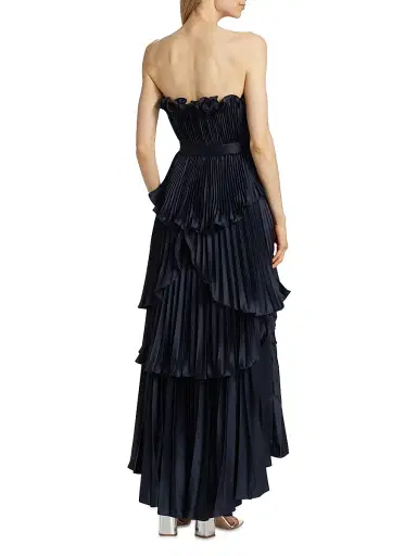 AMUR Women's Janey Tiered Shell High-Low Gown - Navy | Thumbnail 5