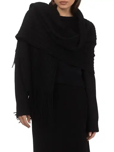 Gorski Women's Select Knit Cashmere Shawl - Black | Thumbnail 2
