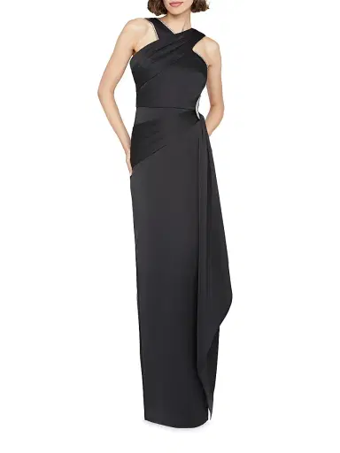 THEIA Women's Cressida Halter Column Gown - Black - Size 16 | Thumbnail 2