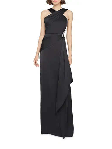 THEIA Women's Cressida Halter Column Gown - Black - Size 16 | Thumbnail 3
