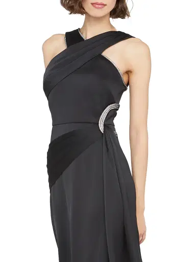THEIA Women's Cressida Halter Column Gown - Black - Size 16 | Thumbnail 7