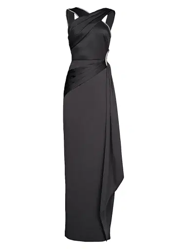 THEIA Women's Cressida Halter Column Gown - Black - Size 16 | Thumbnail 1