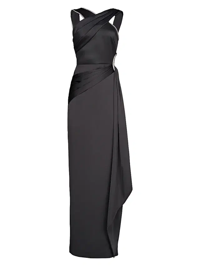Theia Women's Cressida Halter Column Gown - Black