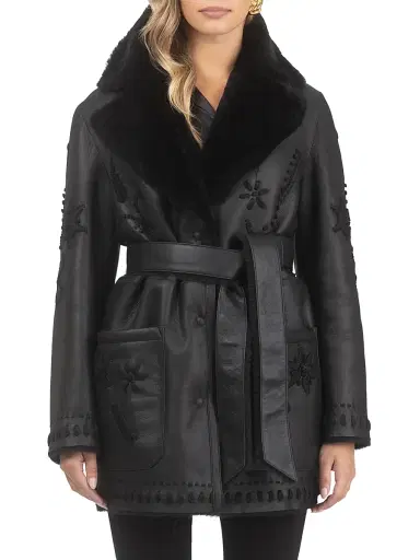 Gorski Women's Merino Shearling Lamb Jacket - Black - Size Medium | Thumbnail 2