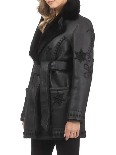 Gorski Women's Merino Shearling Lamb Jacket - Black - Size Medium | Thumbnail 3