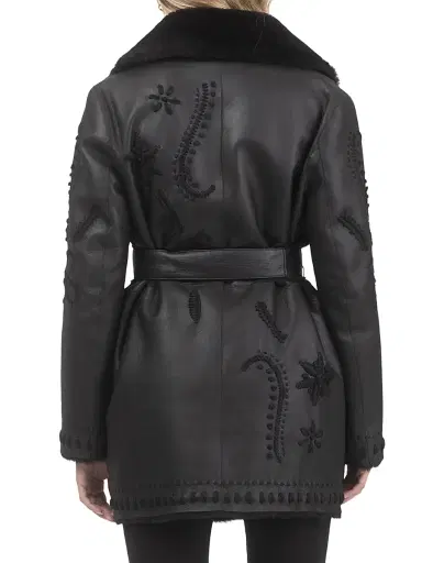 Gorski Women's Merino Shearling Lamb Jacket - Black - Size Medium | Thumbnail 4