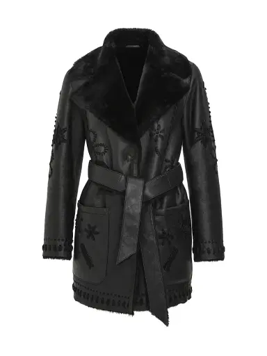 Gorski Women's Merino Shearling Lamb Jacket - Black - Size Medium | Thumbnail 1