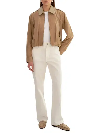 LAMARQUE Women's Robbie Suede Bomber Jacket - Beige | Thumbnail 2 LAMARQUE Women's Robbie Suede Bomber Jacket - Beige | Thumbnail 2