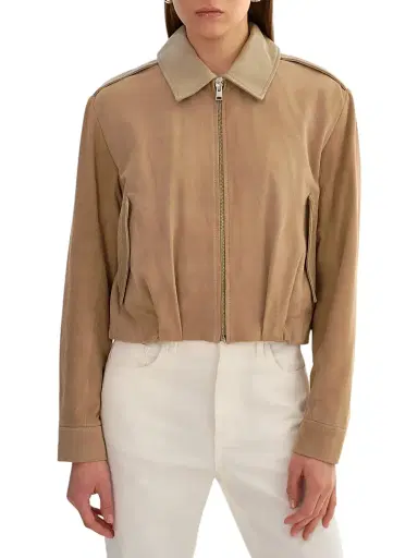 LAMARQUE Women's Robbie Suede Bomber Jacket - Beige | Thumbnail 3 LAMARQUE Women's Robbie Suede Bomber Jacket - Beige | Thumbnail 3