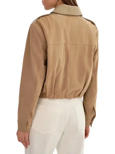 LAMARQUE Women's Robbie Suede Bomber Jacket - Beige | Thumbnail 5 LAMARQUE Women's Robbie Suede Bomber Jacket - Beige | Thumbnail 5