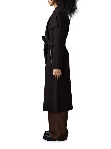 Mackage Women's Belted Light Wool Coat - Coffee - Size XS | Thumbnail 3