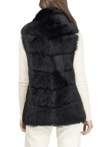 Gorski Women's Reversible Merinillo Shearling Lamb Vest - Black - Size Medium | Thumbnail 4